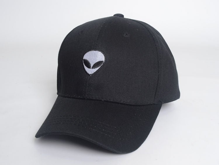 Alien Head Embroidered Baseball Cap with Skull Design