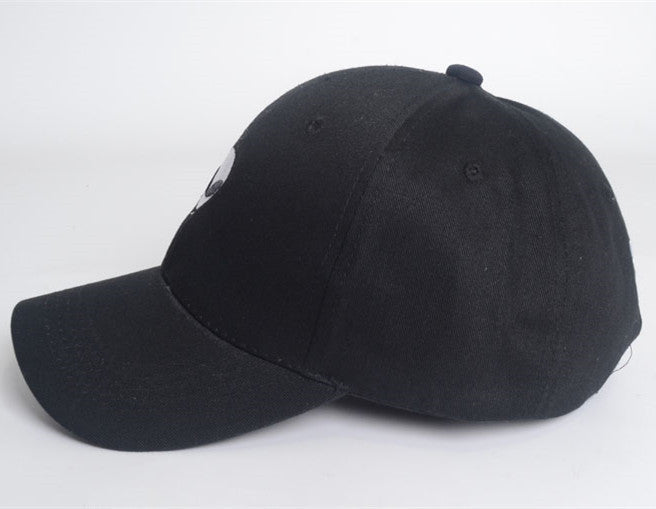 Alien Head Embroidered Baseball Cap with Skull Design
