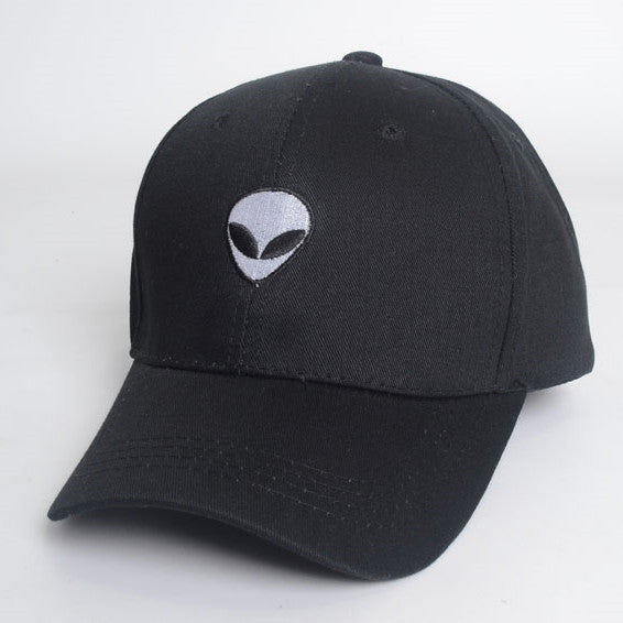 Alien Head Embroidered Baseball Cap with Skull Design