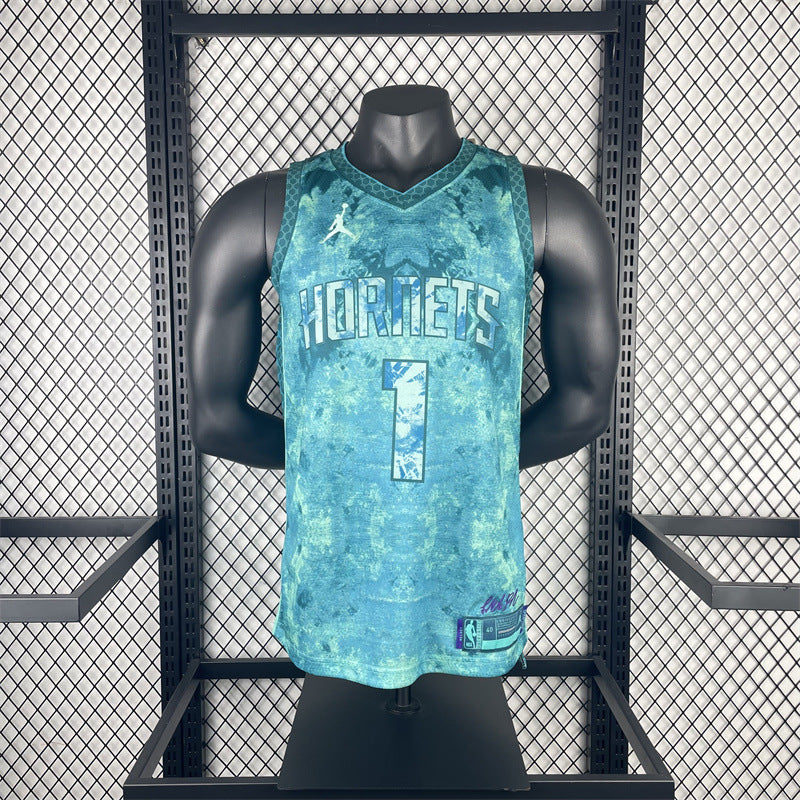 2023 Season Hornets #1 Ball Basketball Jersey